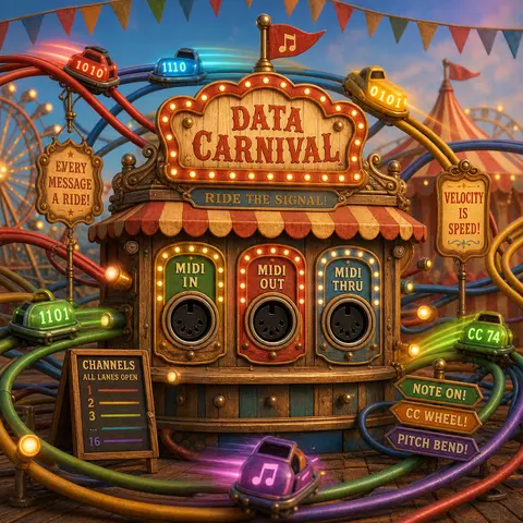 A cartoon carnival with MIDI labels