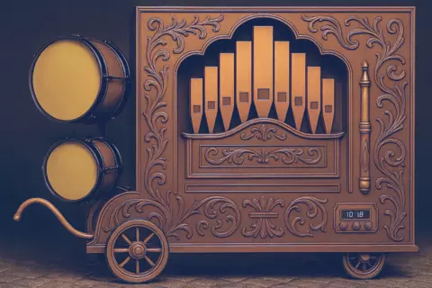 Conceptual drawing of a street organ