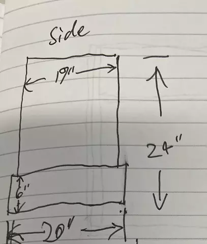 Side drawing of organ box