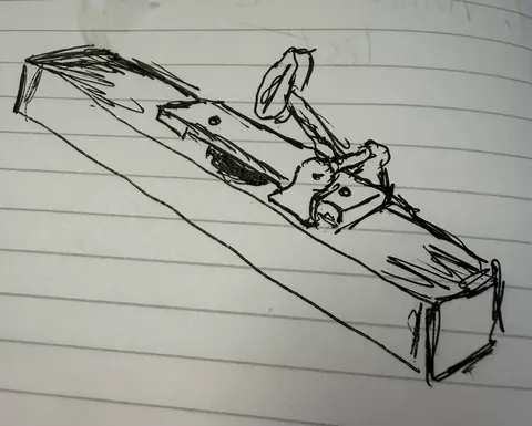 Sketch of a single xylophone bar with a hammer mechanism