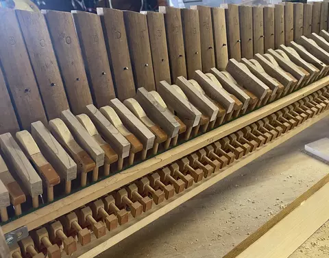 View of upright xylophone with extra hammers