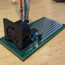 Small circuit with MIDI in and three wires out